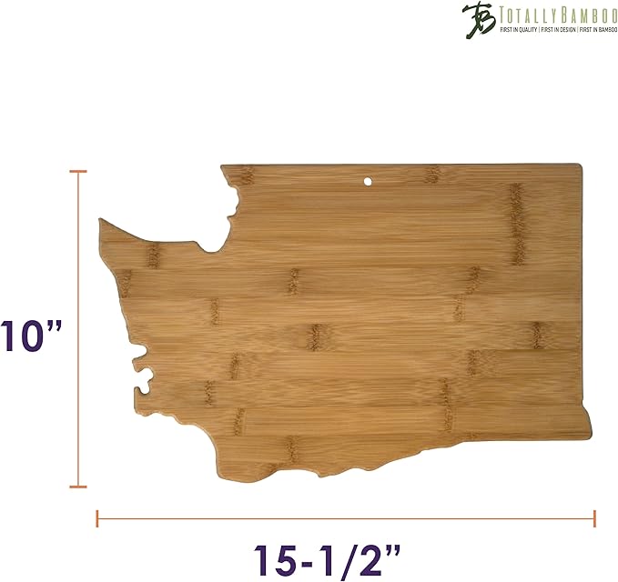 Totally Bamboo Washington State Shaped Bamboo Serving and Cutting Board
