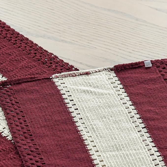 Artoid Mode Red Farmhouse Rustic Table Runner, Seasonal Christmas Hollow Kitchen Dining Table Decoration for Home Party Decor 12x72 Inch