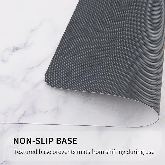 QIYI Placemats Set of 4, 12x18 Inch PU Leather Place Mats for Kitchen Dinning, Heat Resistant Anti Slip Table Mats, Waterproof Wipeable Washable Placemat Party Table Décor, White Marble
