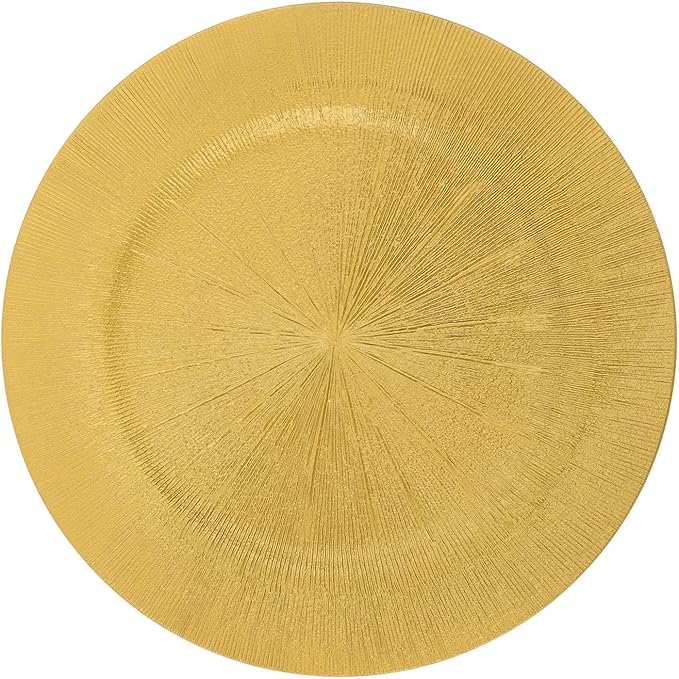 100 Pcs Antique Charger Plates Bulk 13 Inch Embossed Rim Plastic Party Dinner Plate Chargers Round Decorative Server Plate for Wedding Party Event Tableware (100pcs-gold2)
