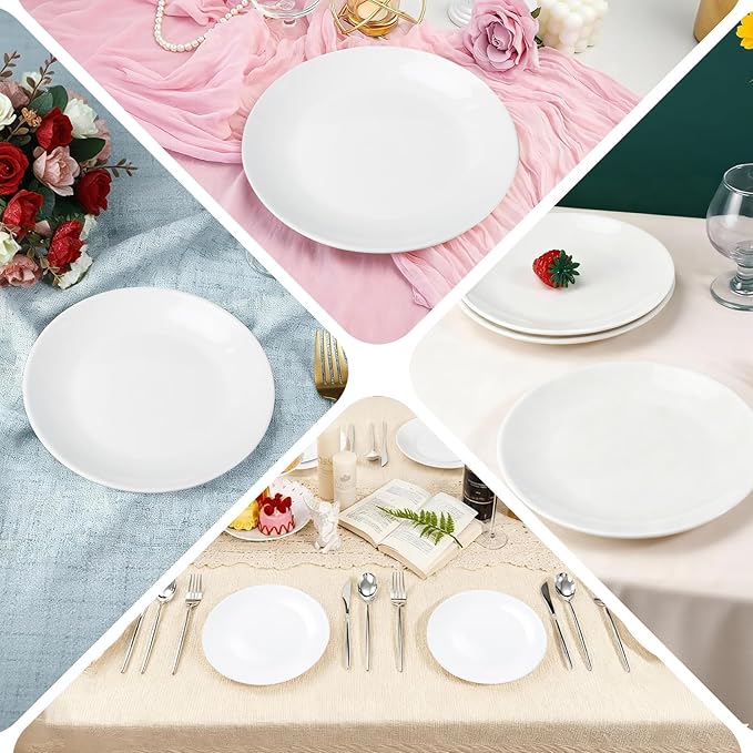 3 PCS Ceramic Appetizer Plates, 6 Inch White Porcelain Dessert Plates, Small Round Serving Dishes for Snack, Salad, Cake, Microwave Oven Dishwasher Safe
