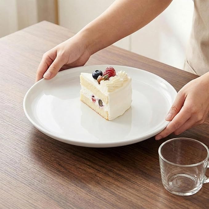 ONEderful Off-White Dinner Plates Set of 4-11 Inch Melamine Modern Flat Plates, Durable & Lightweight - Indoor & Outdoor Use, Perfect for Everyday Meals, BBQs, Weddings, Dishwasher Safe