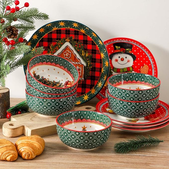 glowworm Dinner Plate Set of 6, 10.5 Inch Ceramic Dinner Plates, Salad Serving Plate for Kitchen, Restaurant, Valentine’s Day Gift, Microwave, Oven & Dishwasher Safe