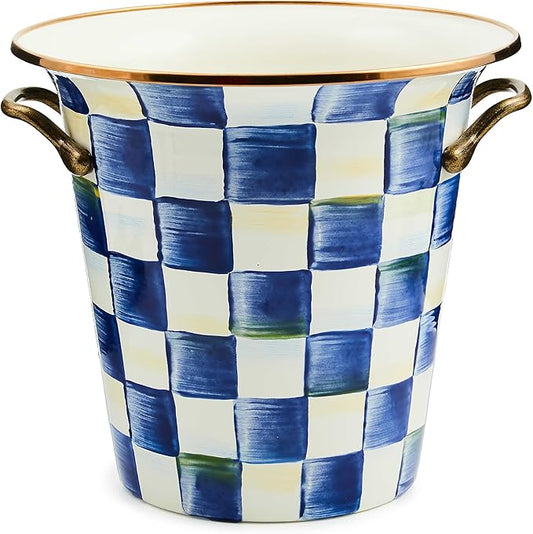 MACKENZIE-CHILDS Wine Cooler, Champagne and Wine Bucket, Ice Bucket, Blue-and-White Royal Check