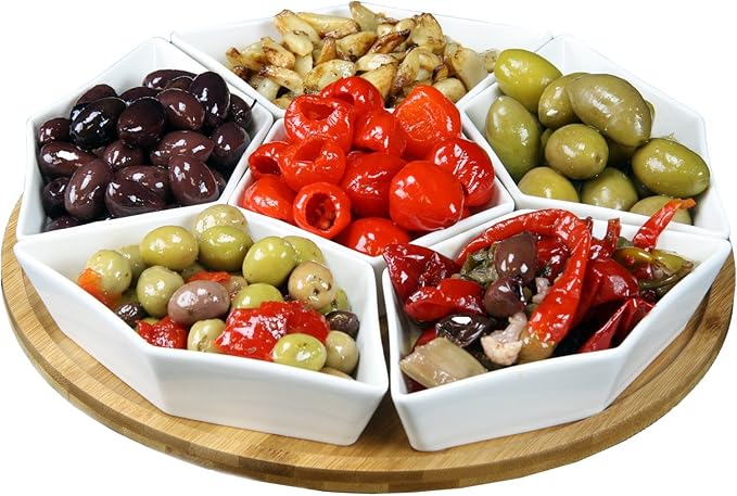 Elama Signature 12 Inch 7pc Lazy Susan Appetizer and Condiment Server Set