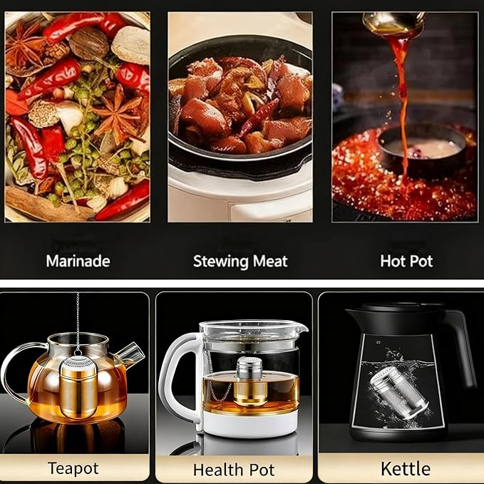 Stainless Steel Infuser Tea Drain Strainer Seasoning Strainer Spice Infuser for Cooking with Chain Hook (100ML)