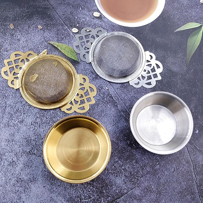 Tea Fine Mesh Filter, Loose Tea Infuser Basket Stainless Steel Tea Strainer Tea Filter Insulated Base Tea Strainer Bowl Tea Steeper Basket Filter for Brewing Filter Tea Leaves