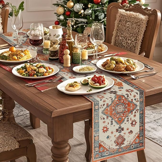 Rustic Farmhouse Table Runner Seasonal Fall Kitchen Dining Linen Table Decoration for Indoor Outdoor Home Party Decor 13 x 72 Inch