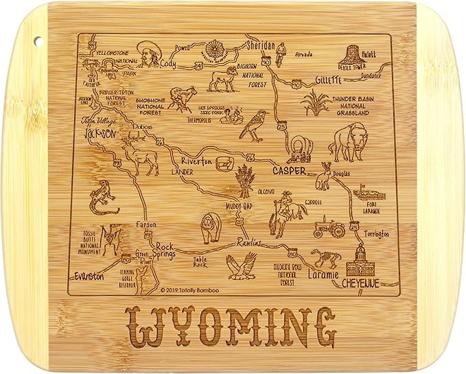Totally Bamboo A Slice of Life Wyoming State Serving and Cutting Board, 11" x 8.75"