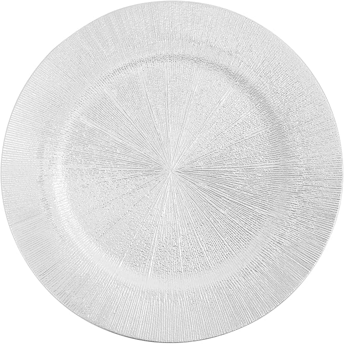 Sliver Plastic Charger Plates Set of 100, 13” Reusable Party Chargers for Dinner Plates, Elegant Round Service Plate Chargers Bulk Decorative for Wedding, Catering Table Decor