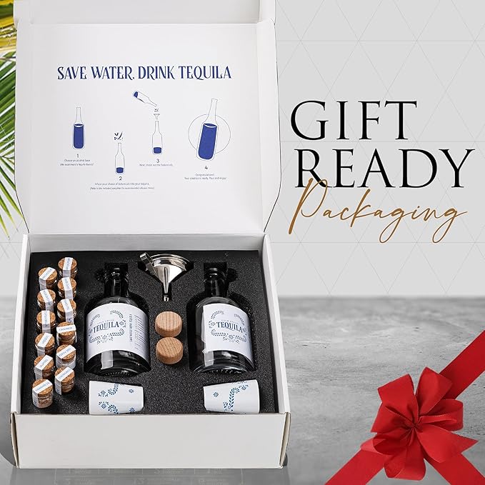 Tequila Gifts for Men – Tequila Making Kit - Bourbon Old Fashioned Infusion kit - Includes Bottles, Wood Chips, Botanicals – Perfect for Men & Women – Lover Gifts (No Alcohol Included)