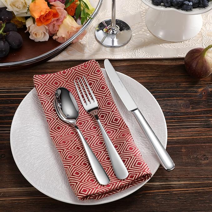 KEAWELL Premium 20-Piece Louise Silverware Set, 18/10 Stainless Steel, Service for 4, Fine Flatware Set, Smooth and Exceptional mirror finish, Dishwasher Safe (20)