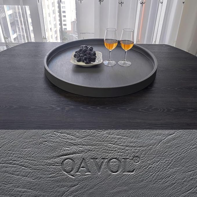 30 x 30 inches high-end Light Luxury Leather Round Oversized Service Tray, Ottoman Tray，Coffee Tray, Food Tray, Family Dinner, Out-of-House Picnic, Party Essential Tray (30 inch Grey)