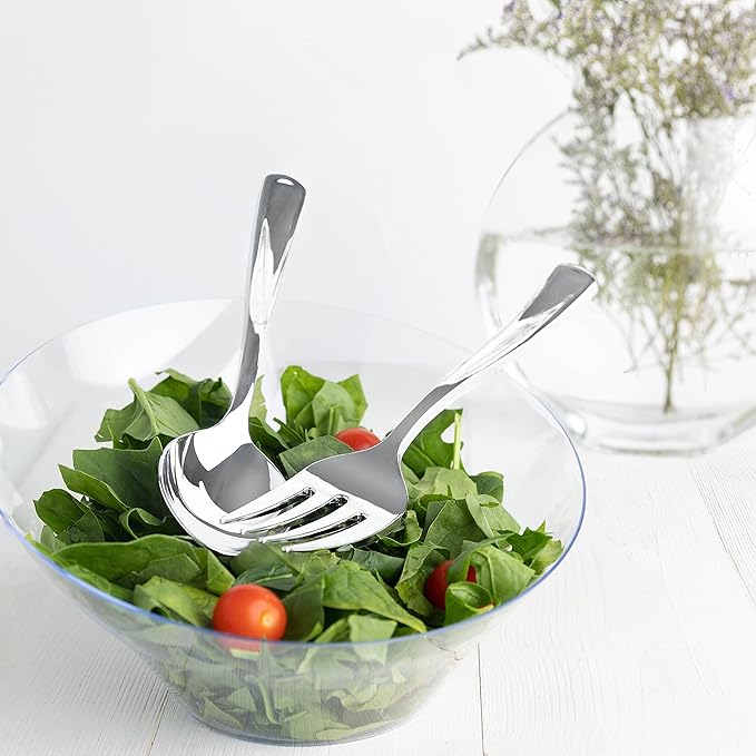 Plasticpro Disposable Plastic Silver Serving Utensils 12 Serving Forks & 12 Serving Spoons Durable Heavy Duty Premium Serving Utensils Silver 12 Sets