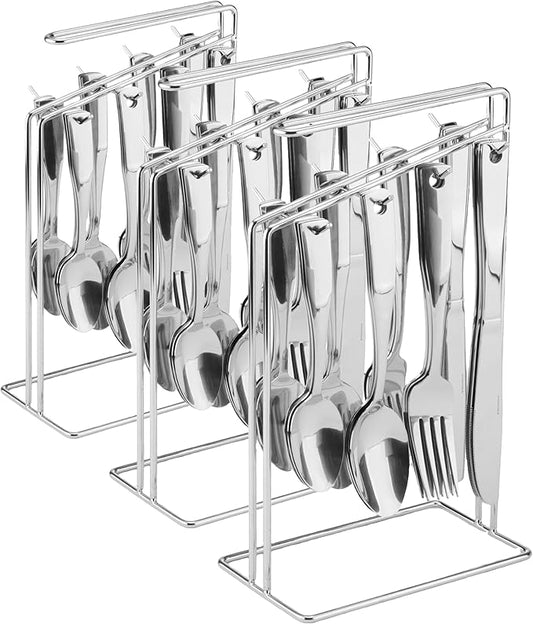 Piccadilly 24 Piece Stainless Steel Flatware Set with Wire Caddy, Service For 6 (Pack of 3)