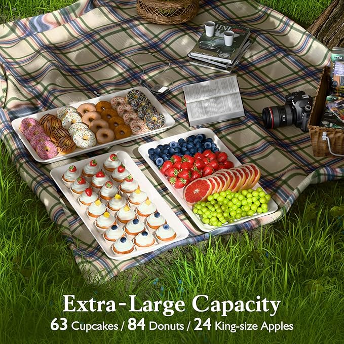 Extra Large 3-Tier Melamine Serving Tray Set and Cupcake Stand for Party Events, 17" Platters with Tiered Stand, Holds 63 Cupcakes, Food, Dessert, and Fruit, 24K Gold-Plated