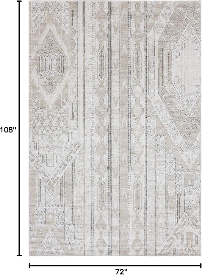 Rugs.com Oregon Collection Rug – 6' x 9' Ivory Low-Pile Rug Perfect for Living Rooms, Large Dining Rooms, Open Floorplans
