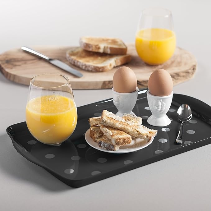 Zeal Melamine Dotty Serving Design Tray (38x24cm) Dark Grey