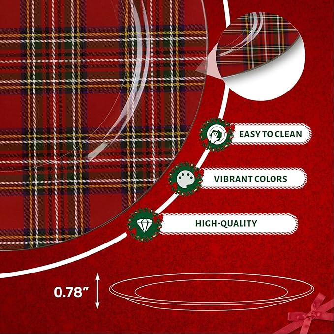 MAONAME 13" Red Charger Plates Set of 6, Plastic Charger for Dinner Plates, Christmas Plate Chargers, Round Chargers for Table Setting, Wedding Decor