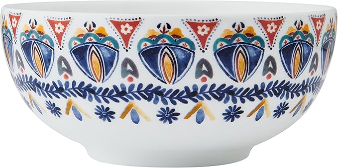 Mikasa Painted Medallion Set of 4 Bone China All Purpose Soup Cereal Bowl, 18 Ounces