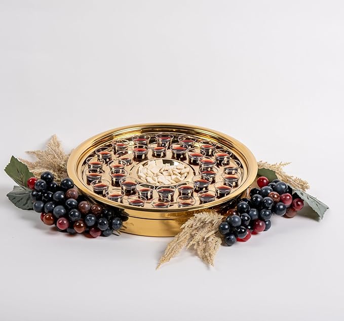 Broadman Church Supplies RemembranceWare Communion One Pass Tray & Disk, Brass