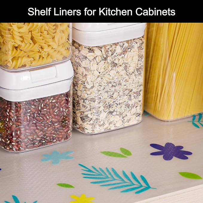 Cooyes Shelf Liner – Premium Non-Adhesive Cabinet & Drawer Liner for Kitchen – Waterproof Shelf Paper with Modern Pattern – Durable EVA Cabinet Mat – Easy to Cut （11.8" W x 118" L）