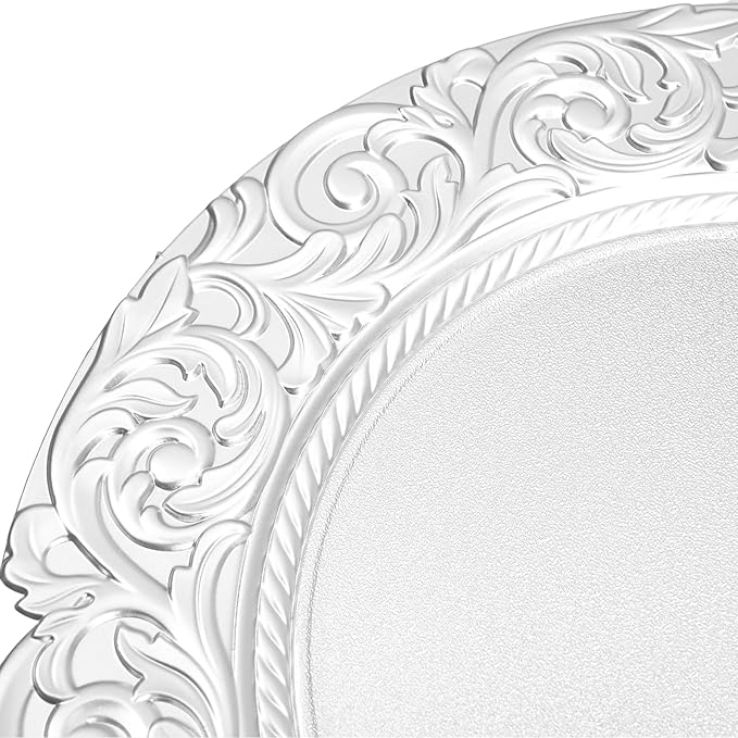 Sliver Plastic Charger Plates Set of 100,13” Reusable Party Chargers for Dinner Plates, Elegant Round Service Plate Chargers Bulk Decorative for Wedding, Catering Table Decor