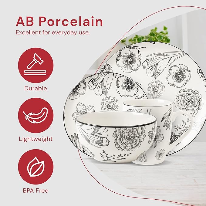 Safdie & Co. Porcelain Dinnerset 16 Piece Porcelain Bouquet