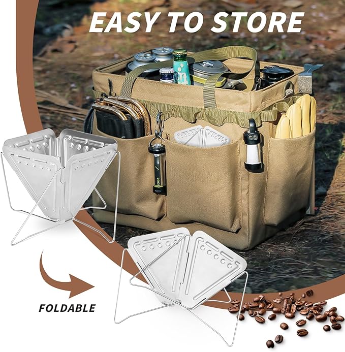 Pour Over Coffee Dripper, Folding Stainless Steel Coffee Drip Rack, Portable Pour Over for Office Home Travel Picnic Camping (2 cup)