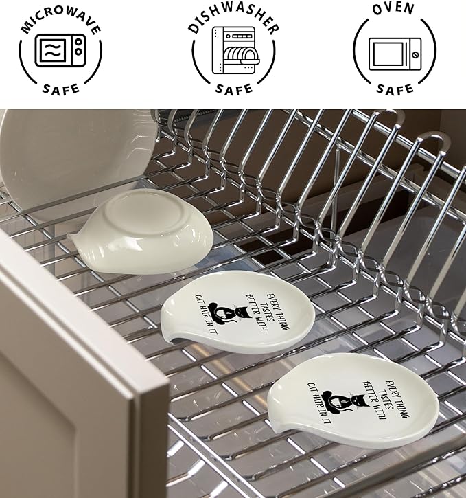 Coffee Spoon Rest, Coffee Bar Accessories & Spoon Holder, Funny Cat Spoon Holder for Coffee Lovers Gifts for Friend Wife Husband Sister (White-5)