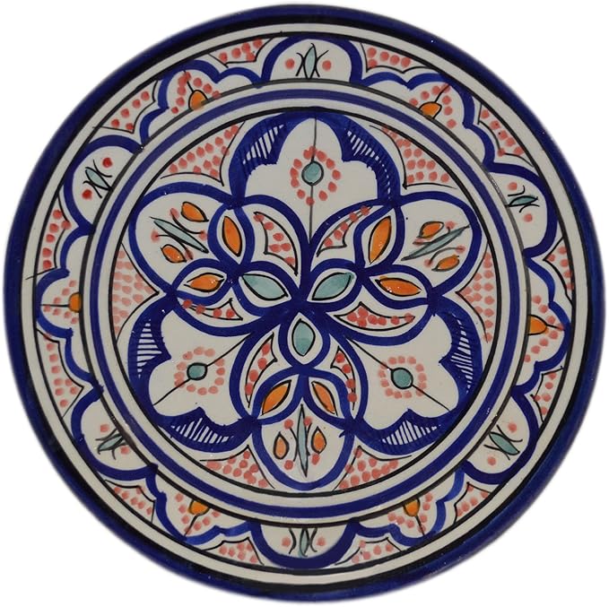 Ceramic Plates Moroccan Handmade Appetizer Tapas Serving Decorative 8 inches Round