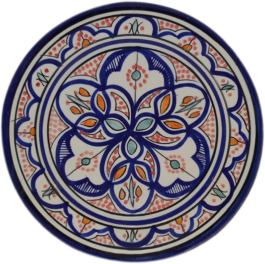 Ceramic Plates Moroccan Handmade Appetizer Tapas Serving Decorative 8 inches Round