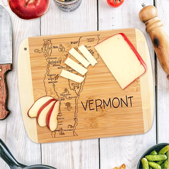 Totally Bamboo A Slice of Life Vermont State Serving and Cutting Board, 11" x 8.75"
