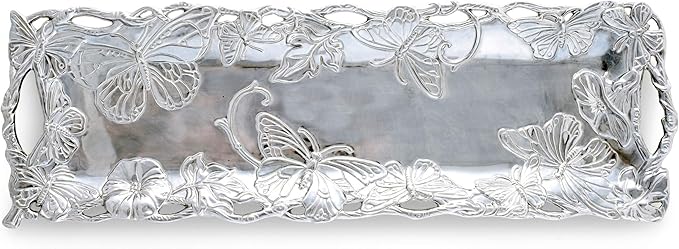 Arthur Court Designs Aluminum Butterfly Oblong Tray 18.5 inch x 6 inch