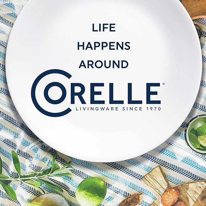 Corelle Vitrelle 10.25" Dinner Plates Set, Triple Layer Glass and Chip Resistant, Lightweight Round Plates, 8-Piece Country Cottage