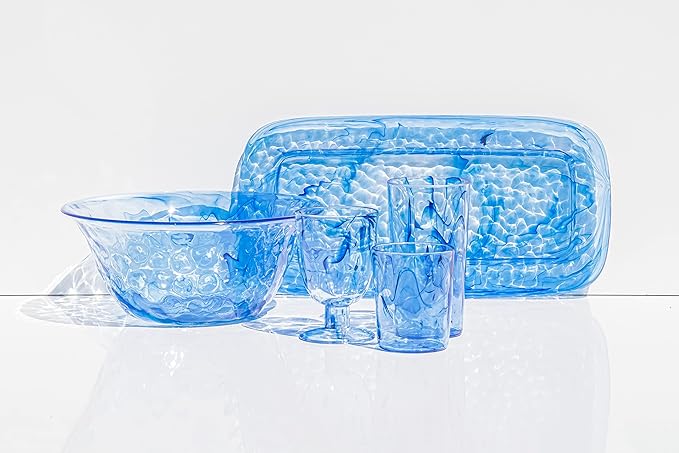 Aegean 17'' x 8.4'' Durable Acrylic Serving Tray, Shatter-Resistant and Dishwasher-Safe Indoor/Outdoor Plate to Serve Appetizers, Main Courses, Desserts, or Cheeses - Blue