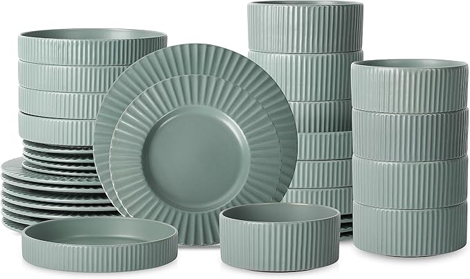 Christian Siriano Lusso 32-Piece Dinnerware Set Stoneware, Stone