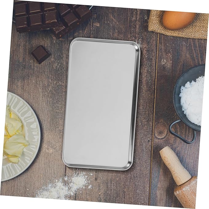 Stainless Steel Food Tray Lightweight Rectangular Serving Platter for Family Gatherings Parties Weddings Bars Restaurants Silver Plate Holder