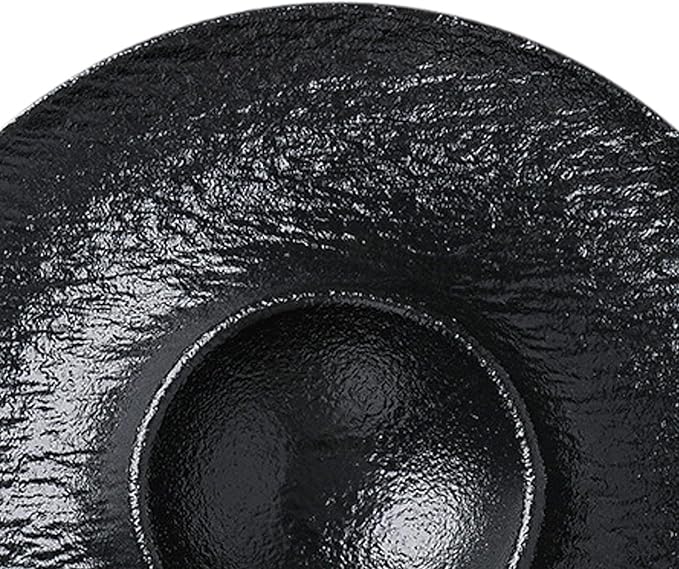 Ceramic Divided Snack Plate with Dipping Saucer, Serving Platter for Dumplings, Fried Chicken, Appetizers, Tacos- Black