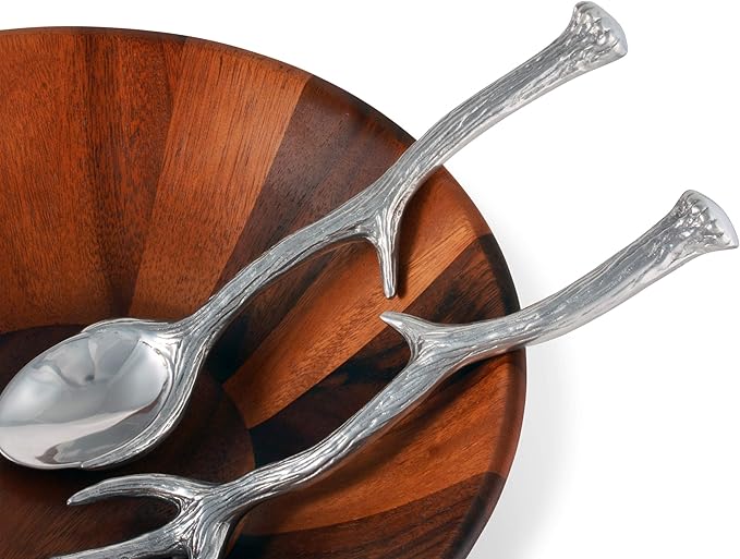Arthur Court Designs Long Antler Aluminum Salad Serving Spoon and Salad Serving Fork, Salad Servers Set 13.25 inch Long