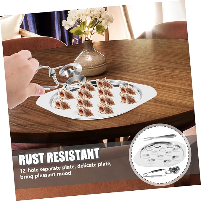 LIFKOME 1set Escargot Plate Compartments Snail Mushroom Serving Tray Food Grade Stainless Steel for Seafood Snails and Appetizers