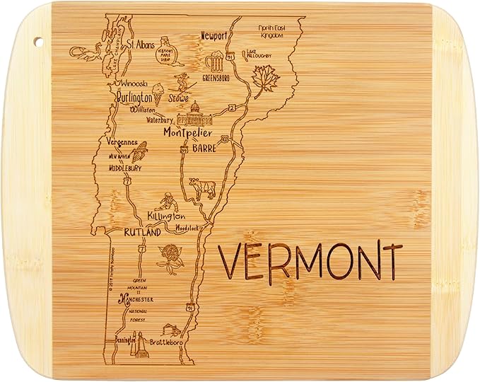 Totally Bamboo A Slice of Life Vermont State Serving and Cutting Board, 11" x 8.75"