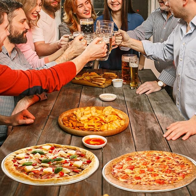 8 Pack Stainless Steel Pizza Pan 12 Inch Pizza Pan Set Round Pizza Pans for Oven Personal Pizza Pans Metal Pizza Plates Platter Pizza Baking Sheet Pizza Sheet Pizza Tray for Serving Cooking