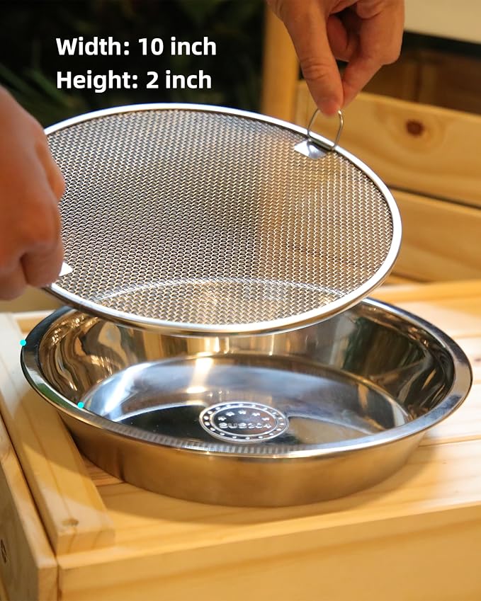 Stainless Steel Tea Tray, 11×11×2 inch, Water Storage, Chinese Kungfu Tea Serving Tray, Multipurpose Oil Strainer and Drain Basket, for Coffee Table, Kitchen, Living Room