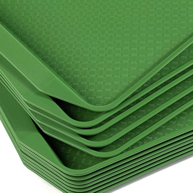 Plastic Fast Food Tray,16.7 by 11.8-Inch,Set of 12 (Green)