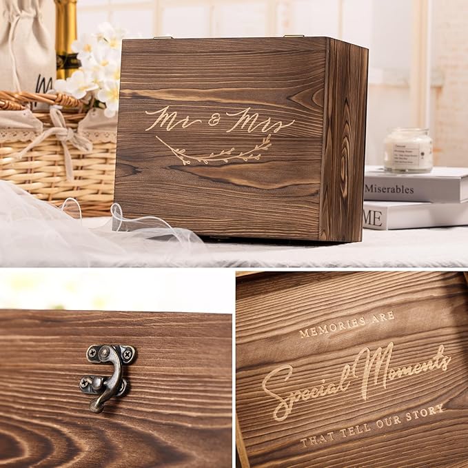 2025 Mr & Mrs Wine Glasses Gift Set with Memory Box,Wine Bag, Greeting Card – Engagement, Wedding & Newlywed Gifts for Couples, Just Engaged Gifts for Women, Christmas Couple Present