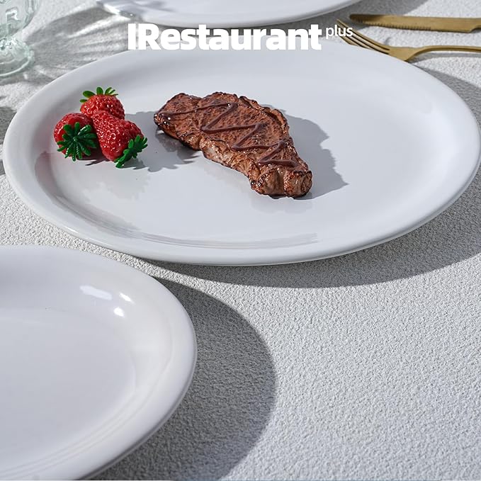 Stoneware Narrow Rim Commercial Grade Dinnerware, Bright White, Oval Platter 13.5" x 10.5", Case of 12