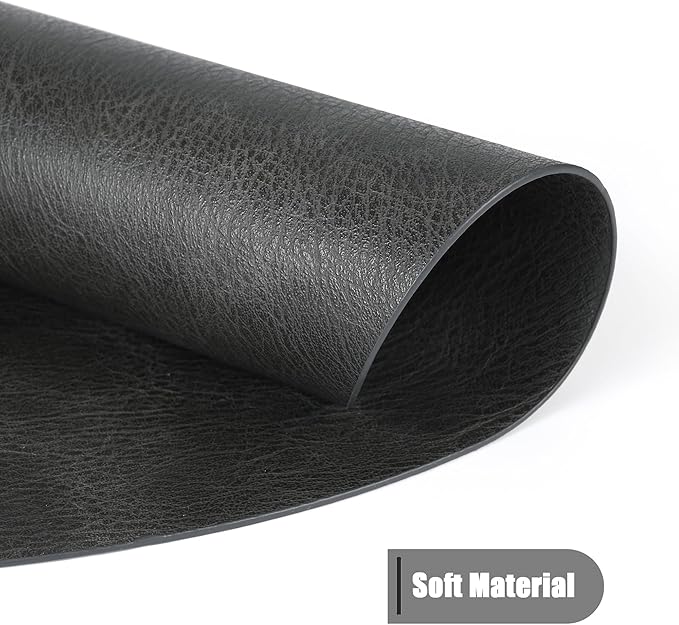 UnivoColors PU Leather Placemats Set of 6,15 Inches Round Washed Cowhide Pattern Table Mats for Dining Table, Kitchen, Party Decoration(Dark Gray)