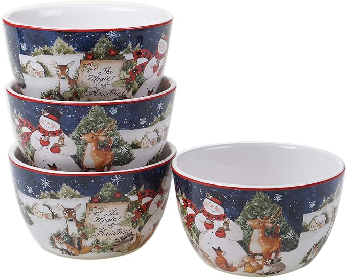 Magic of Christmas Snowman 16-Piece Holiday Dinnerware Set – Service for 4 – Cheerful Winter Plates, Mugs & Bowls for Family Meals, Holiday Gatherings & Festive Table Settings