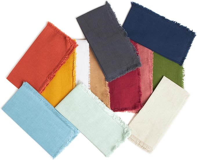 ACCENTHOME Cream Cotton Linen Napkin Set of 6 18x18 inch Dinner Napkins - Washable Soft Premium Hotel Quality Reusable Napkins Perfect Table Napkins for Family Dinners, Weddings & Everyday Use